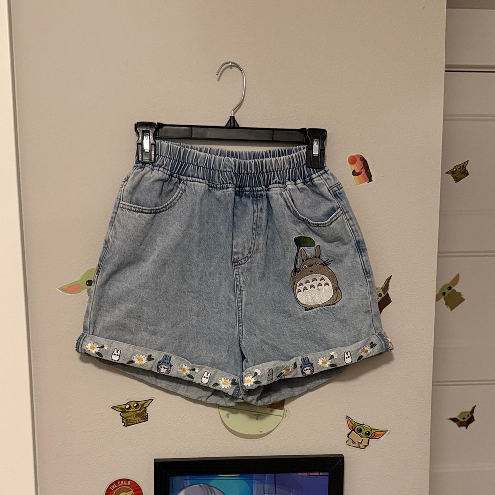 Studio Ghibli My Neighbor Totoro Embroidered Denim Women Shorts